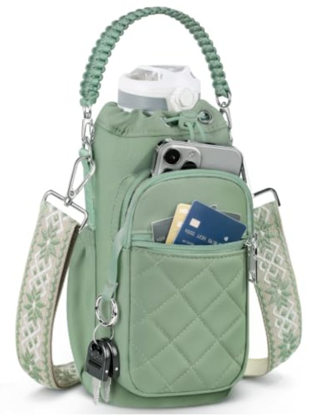 Water Bottle Holder With Strap Crossbody Carrier Bag 40oz Insulated